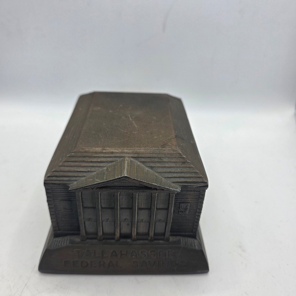 1959 Banthrico Tallahassee Federal Savings Building Coin Bank Florida 3" Metal